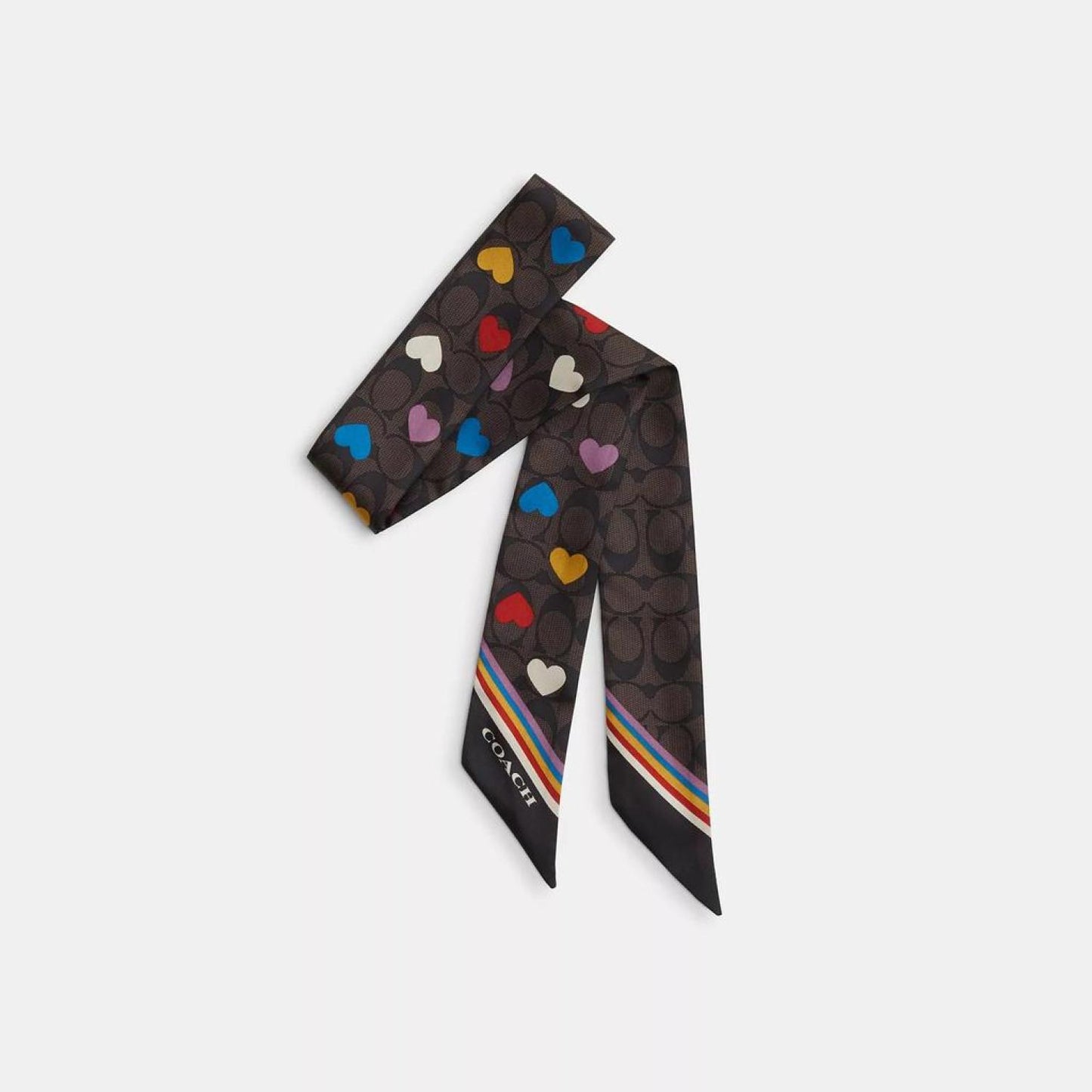 Coach Outlet Signature Love Print Silk Skinny Scarf