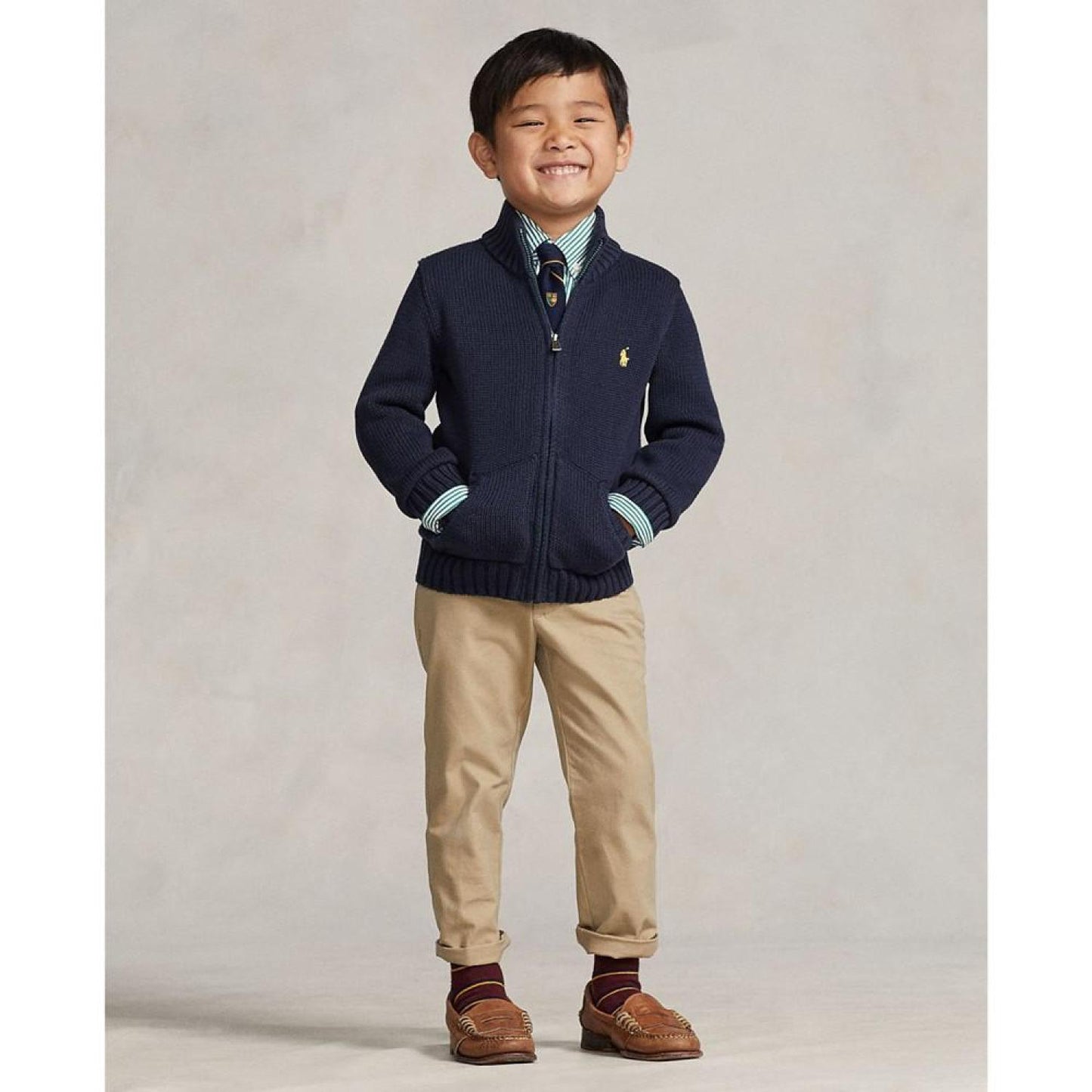 Toddler and Little Boys Cotton Full-Zip Sweater