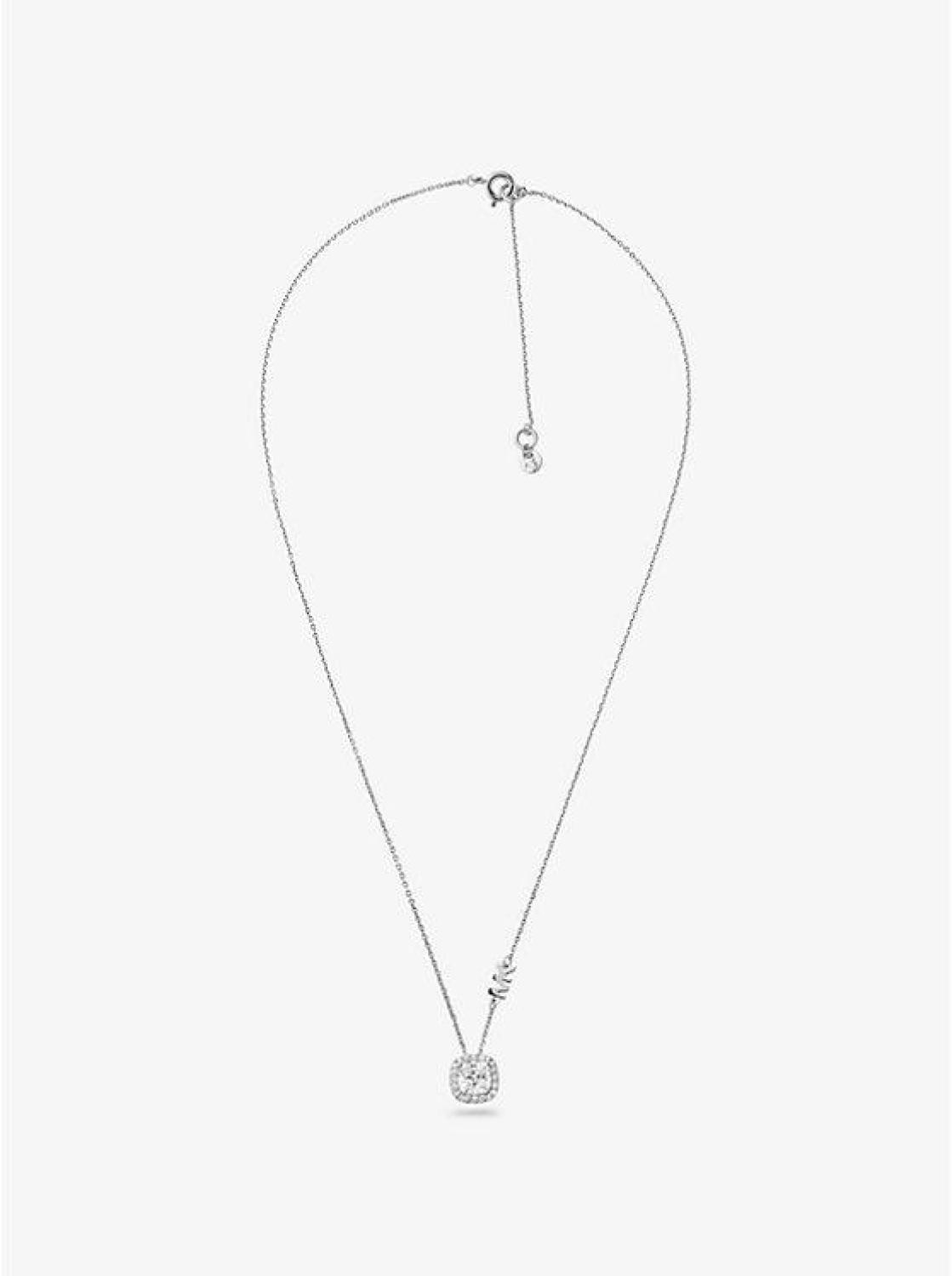 Sterling Silver Pavé Halo Necklace