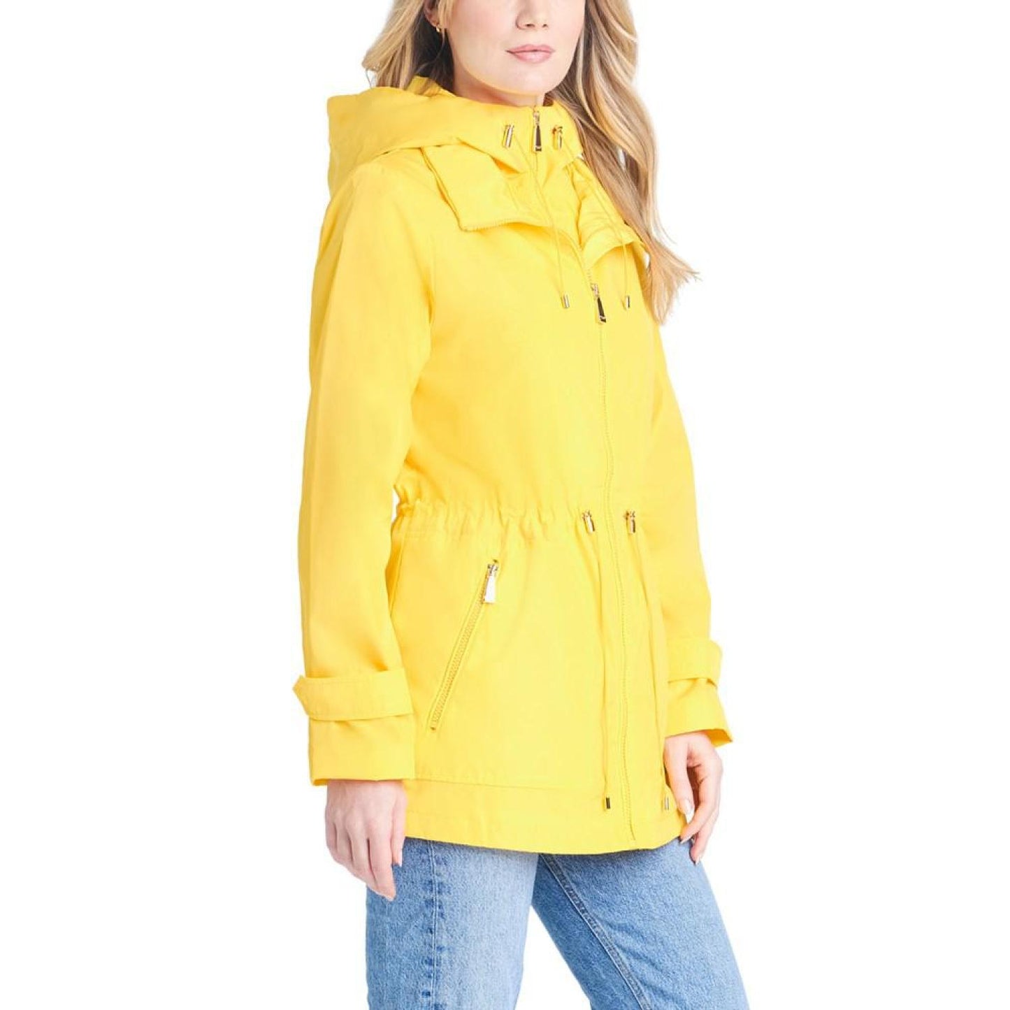 Women's Short Anorak with Hooded Bib Jacket
