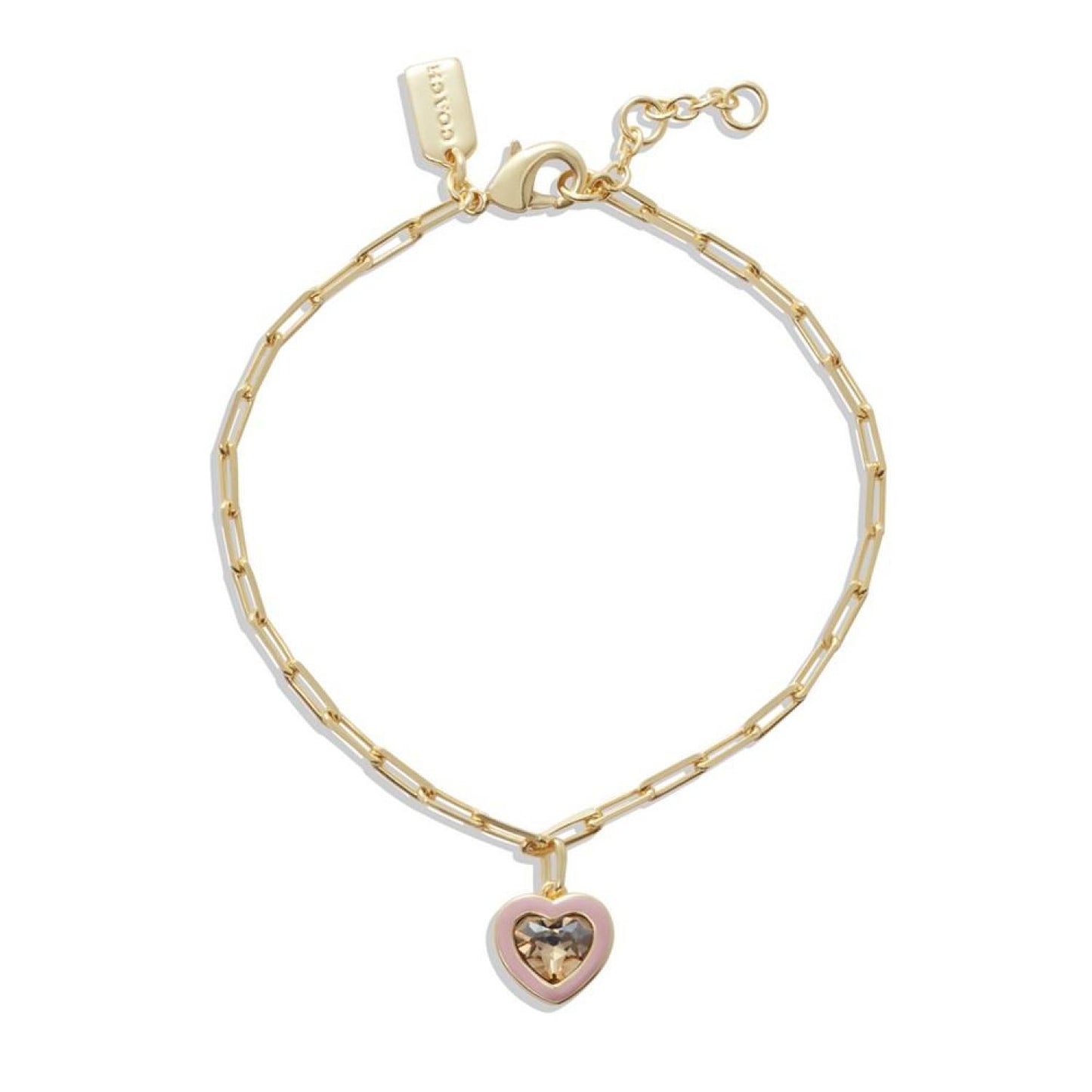 Faux Stone Crystal Heart Charm Bracelet