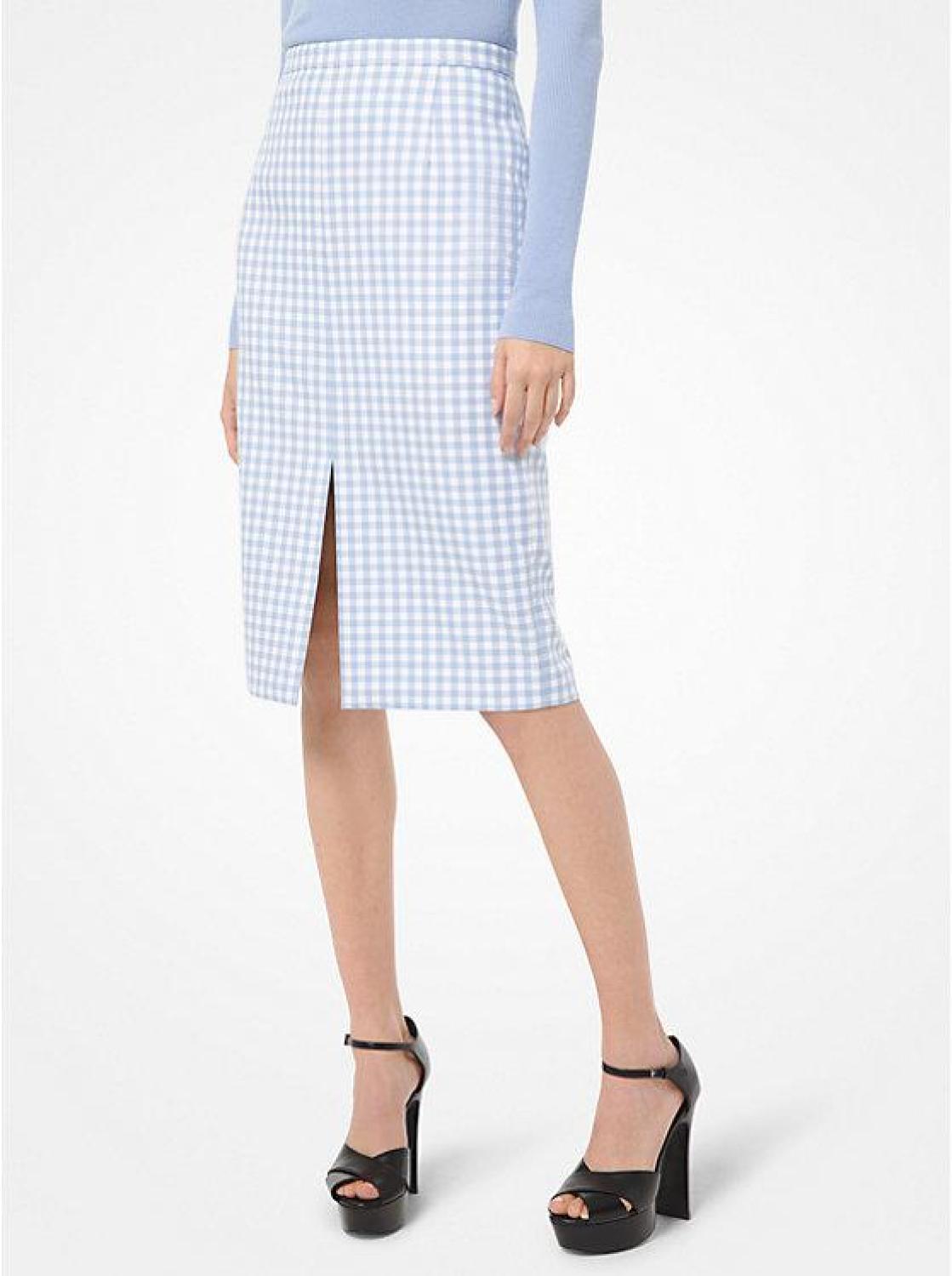 Gingham skirt with clearance slits
