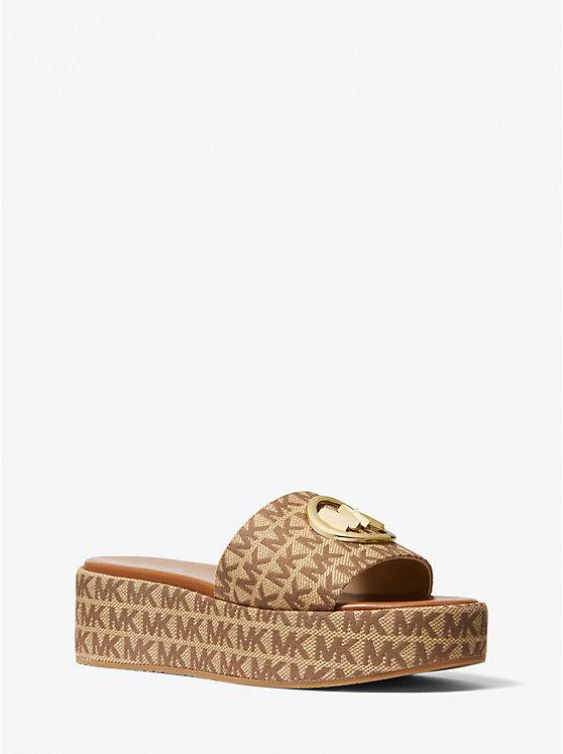 Sadler logo jacquard wedge sandal clearance