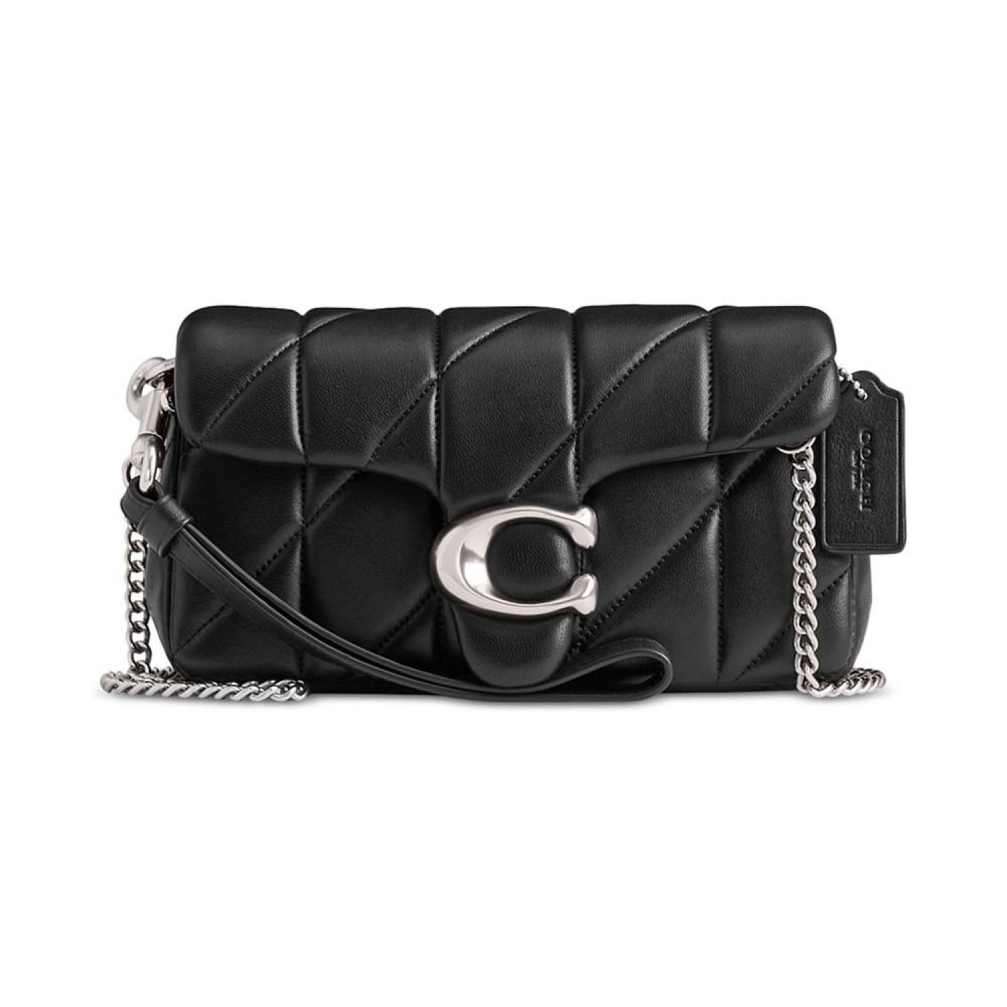 Quilted Pillow Leather Tabby Wristlet with Chain