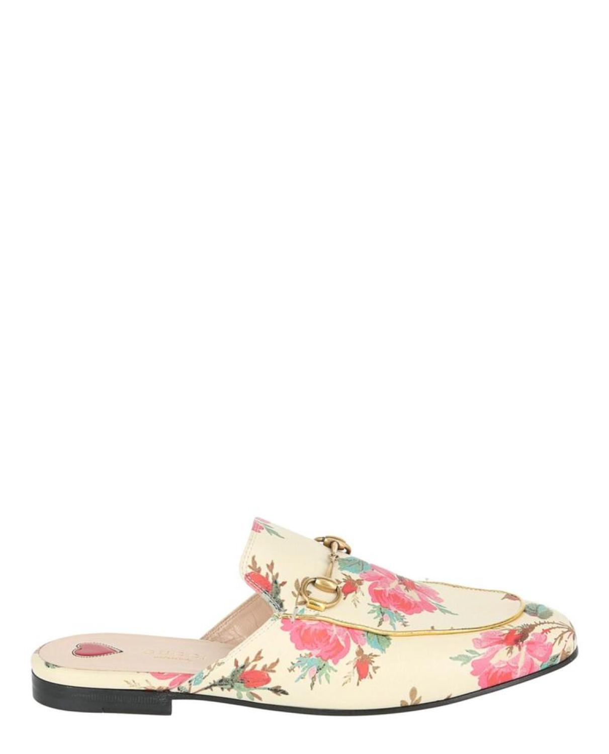 Gucci Princetown Floral Leather Slippers - Main Image