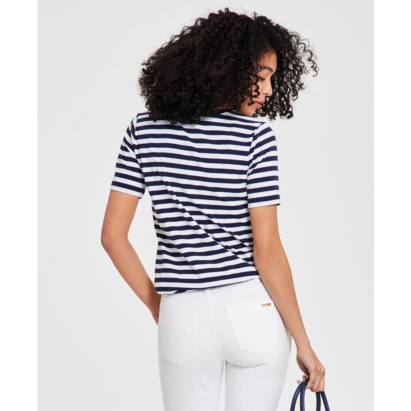 Women's Striped Chain-Neck T-Shirt, Regular & Petite