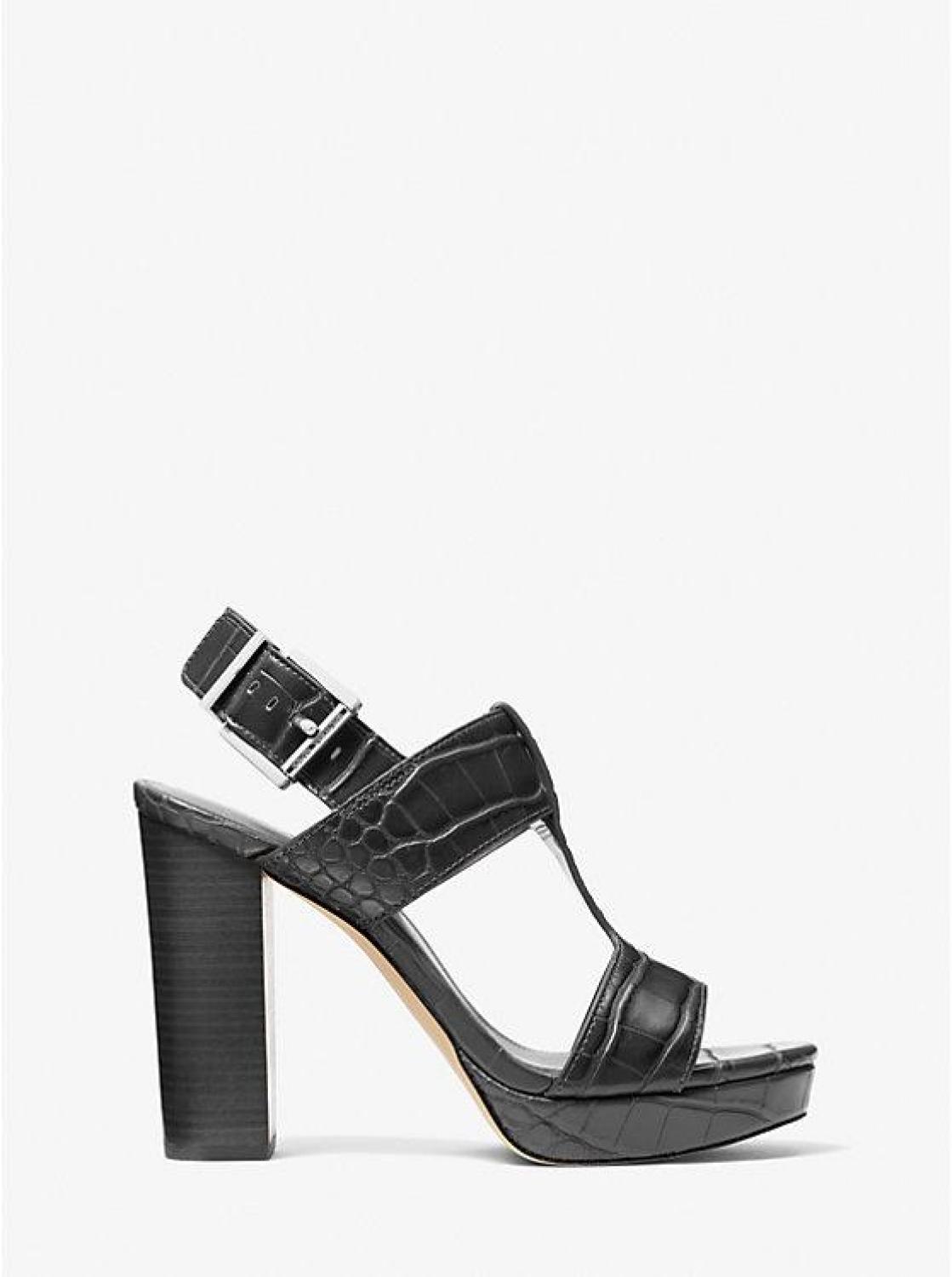 Becker Crocodile Embossed Faux Leather Platform Sandal