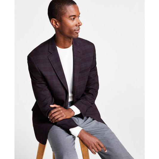 Men's Classic Fit Notch Lapel Plaid Sport Coat