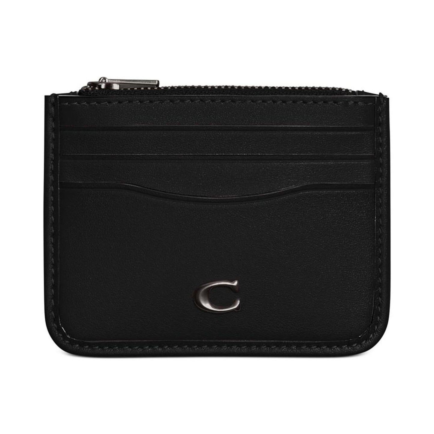 Refined Calf Leather Zip Card Case