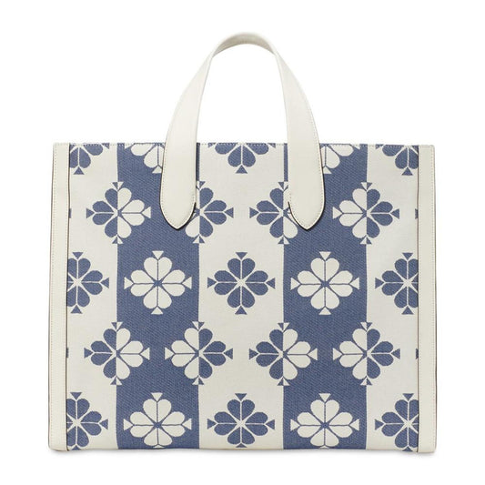 Manhattan Spade Flower Jacquard Striped Canvas Large Tote