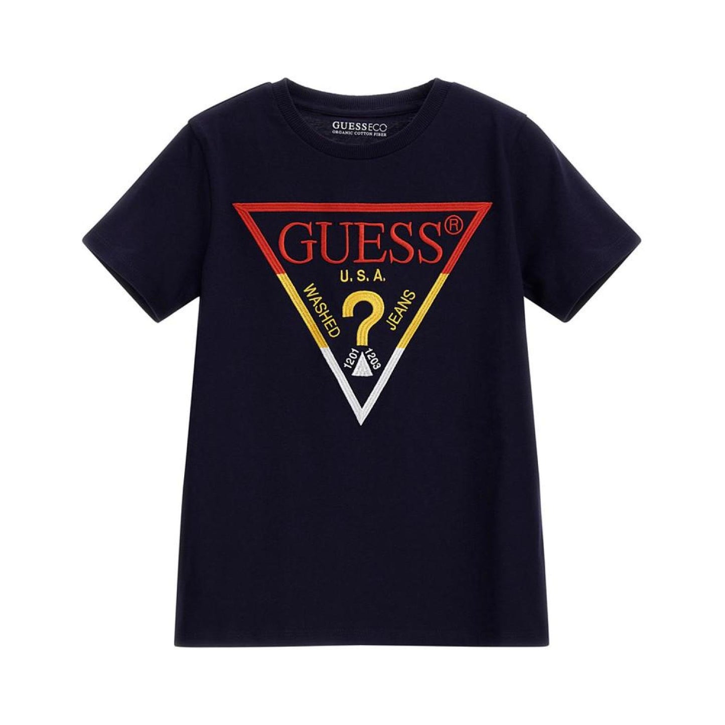 Big Boys Cotton Multicolor Embroidered Triangle Logo T-shirt