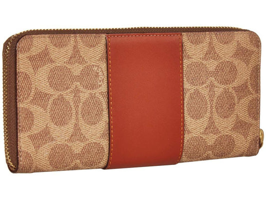 Color Block Coated Canvas Signature Slim Accordion Zip