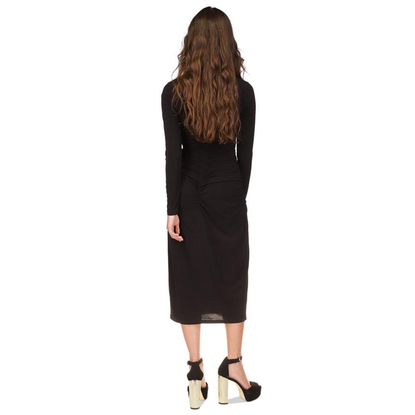 Women's Solid-Color Ruched Midi Dress