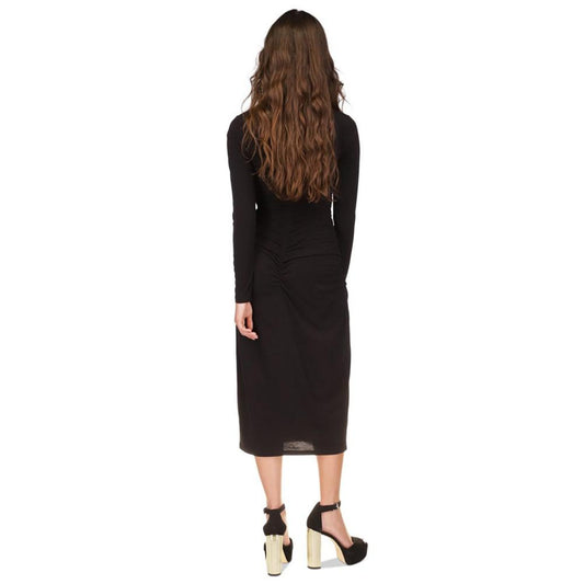 Women's Solid-Color Ruched Midi Dress