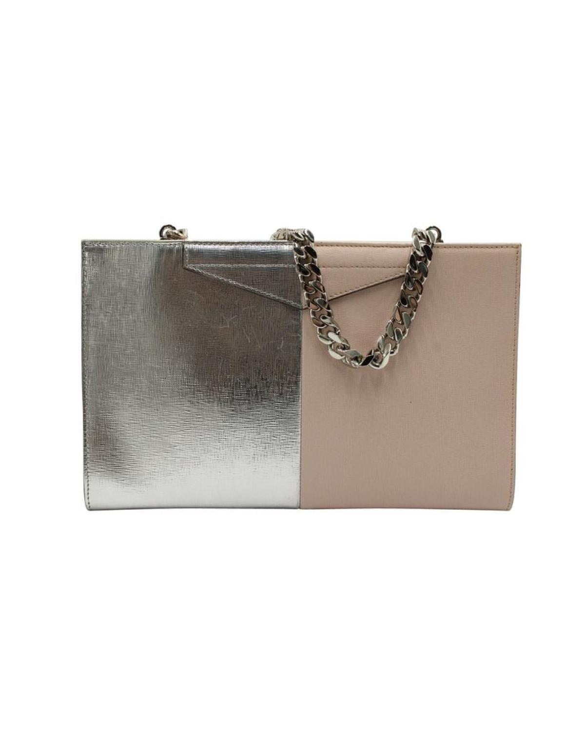 Fendi Grande Colorblock Clutch Bag in Pink and Silver Leather