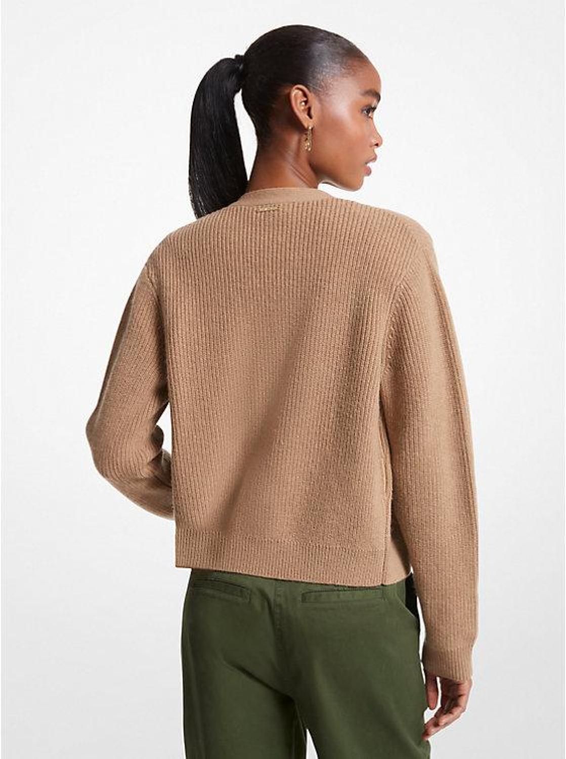 Ribbed Wool Blend Cardigan