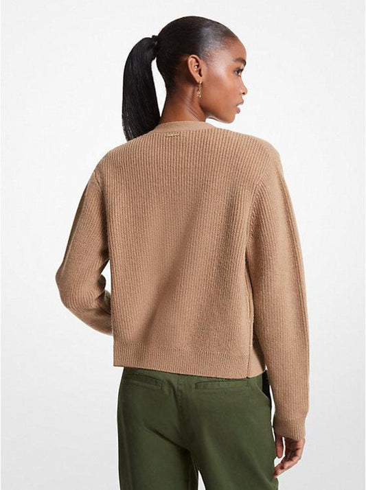Ribbed Wool Blend Cardigan