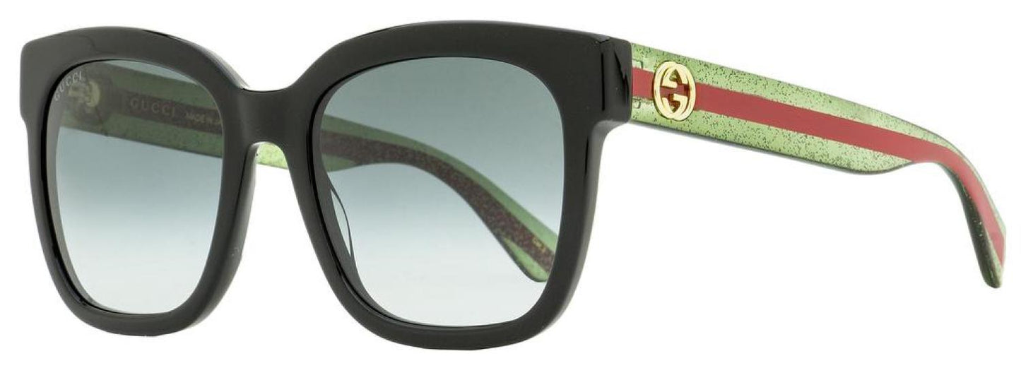 Gucci Women's Square Sunglasses GG0034SN 002 Black/Green/Red 54mm