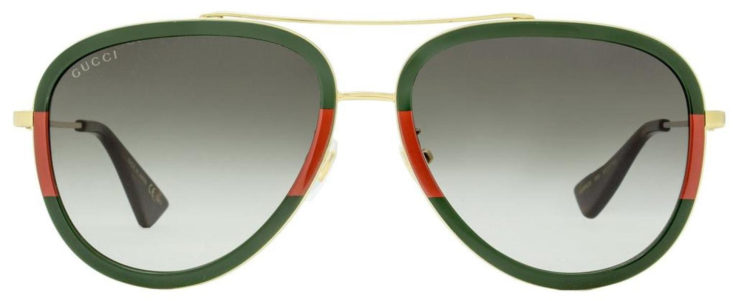 Gucci Women's Sunglasses GG0062S 003 Gold/Green/Red 57mm