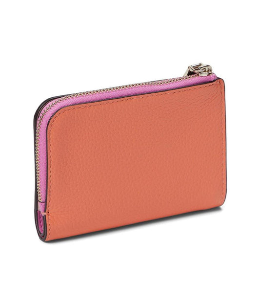 Ava Colorblocked Pebbled Leather Zip Bifold Wallet