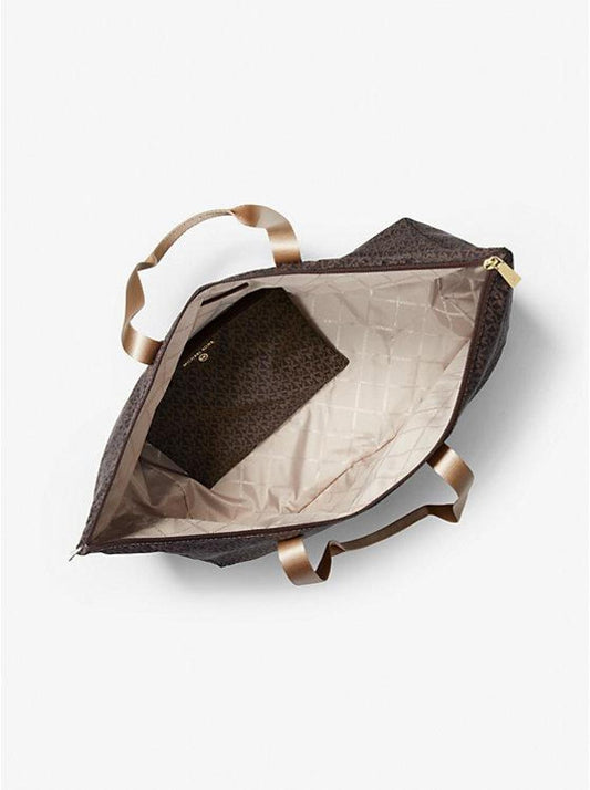 Jet Set Travel Large Signature Logo Print Woven Tote Bag