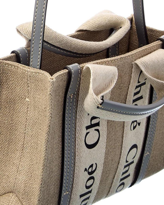 Chloé Woody Mini Canvas & Leather Tote