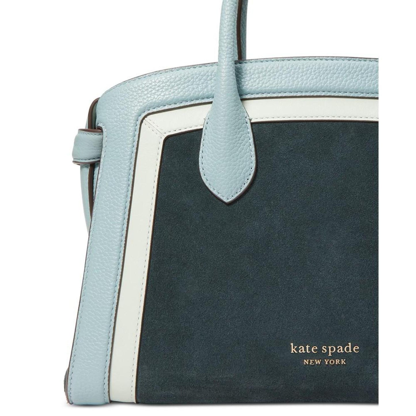Knott Colorblocked Pebbled Leather and Suede Medium Zip Top Satchel