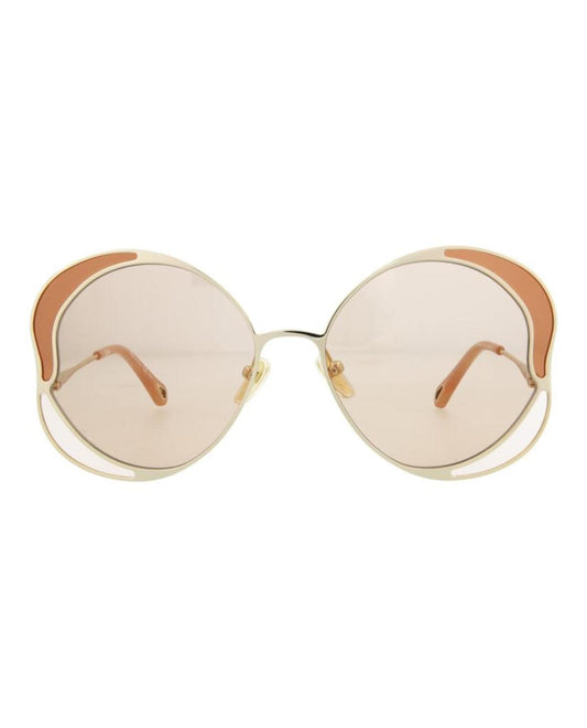 Chloe Round-Frame Metal Sunglasses