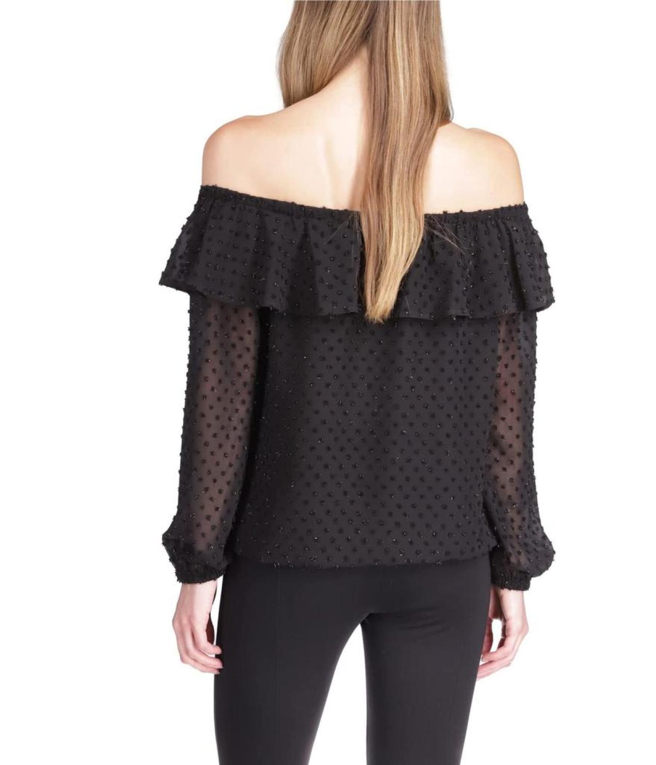 Clip Chiffon Off Shoulder Top