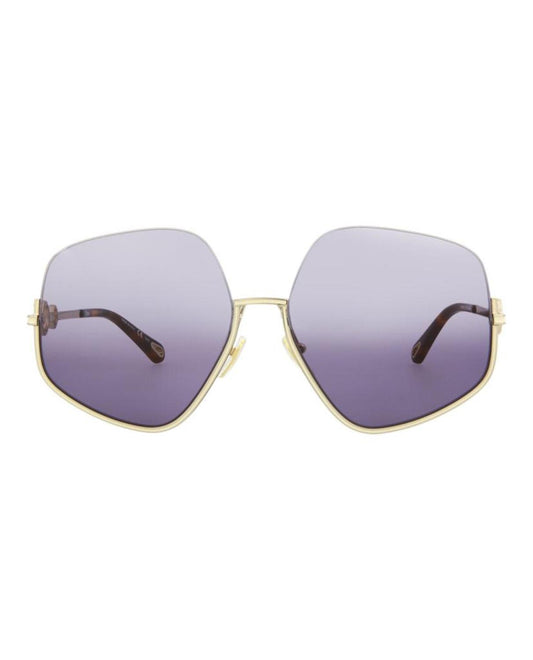 Chloe Square-Frame Metal Sunglasses