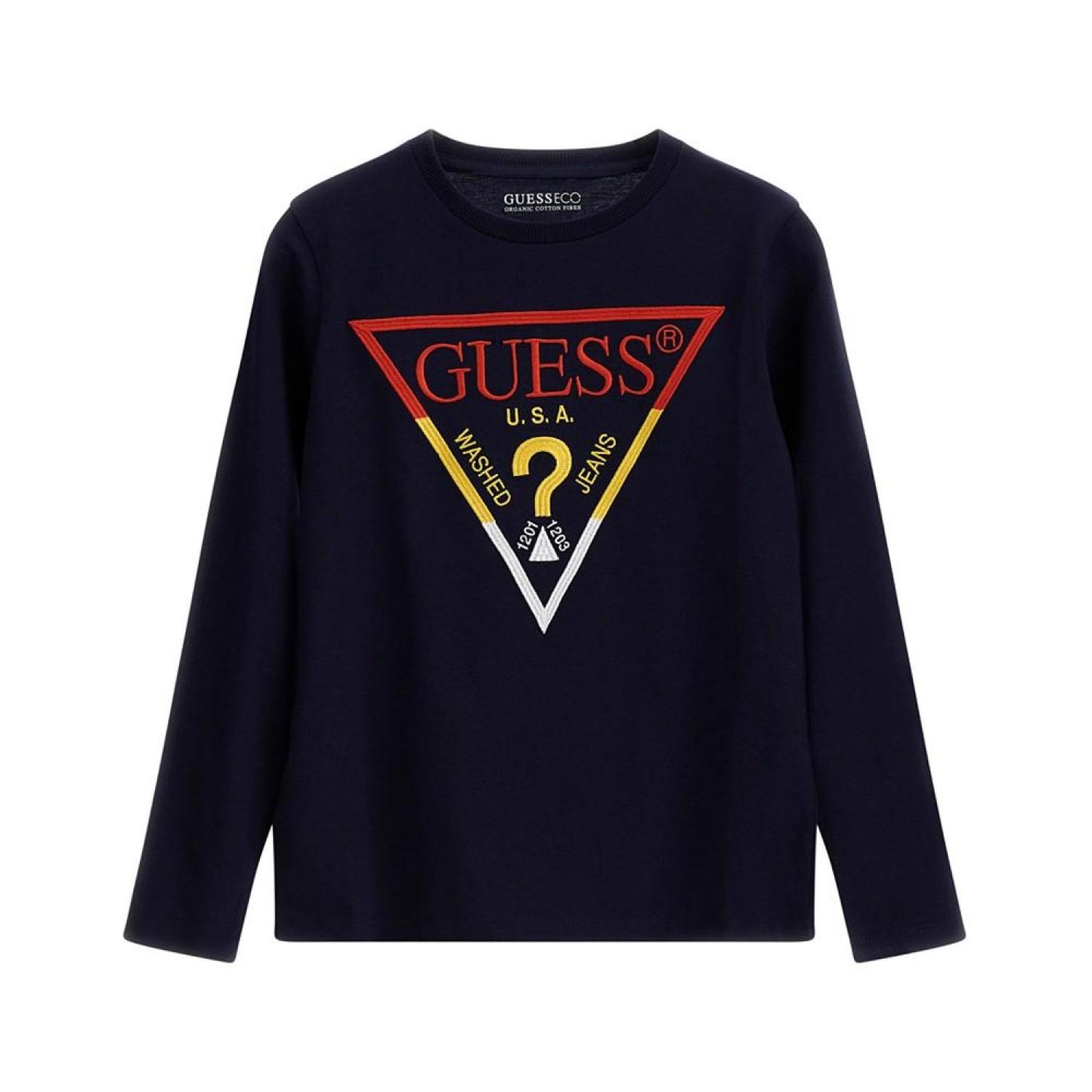 Big Boys Cotton Embroidered Triangle Logo Long Sleeve T-shirt