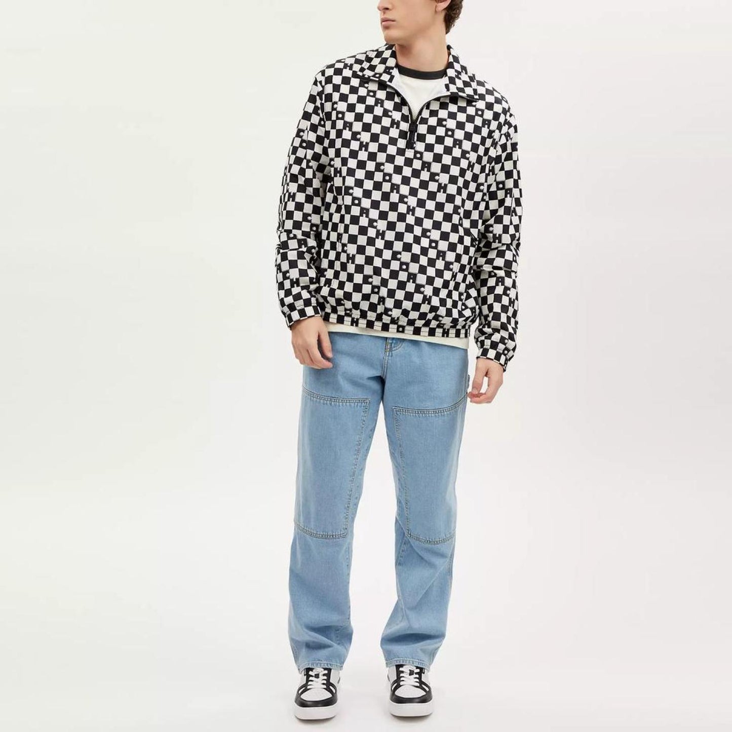 Coach Outlet Checkerboard Quarter Zip Windbreaker
