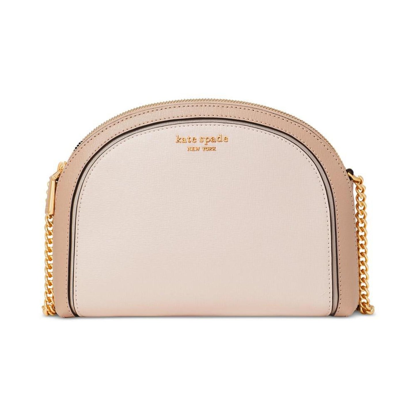 Morgan Colorblocked Saffiano Leather Double Zip Dome Crossbody