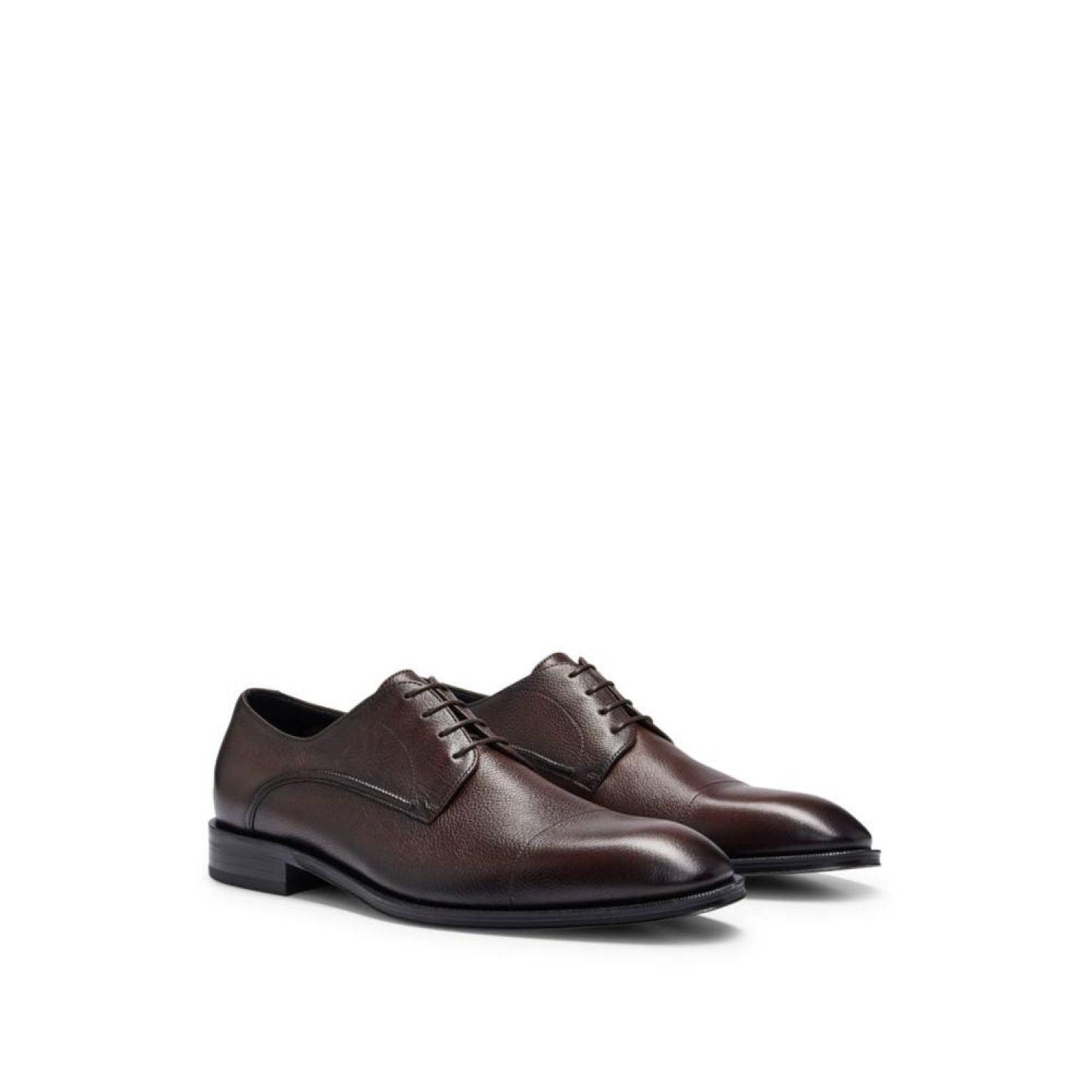 Grained-leather Derby shoes with cap toe