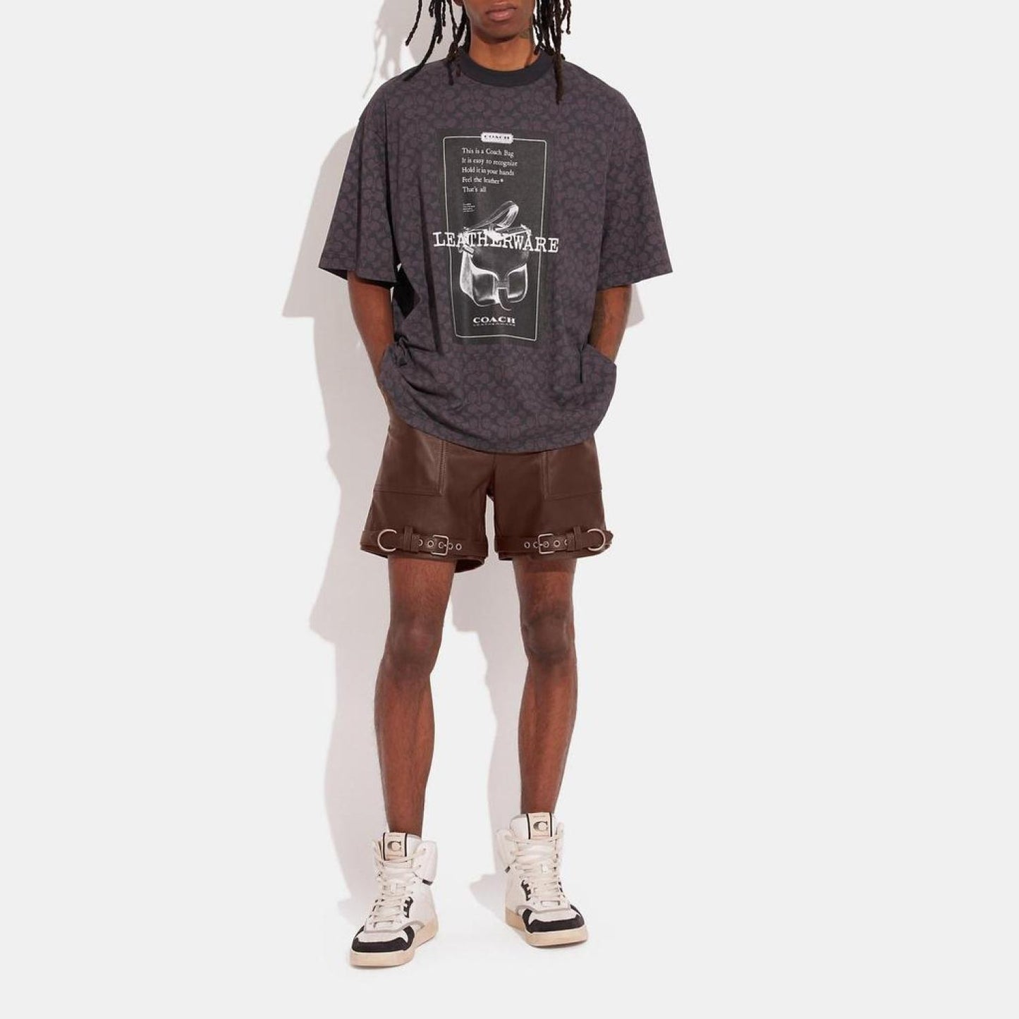 Coach Outlet Distressed Leather Shorts
