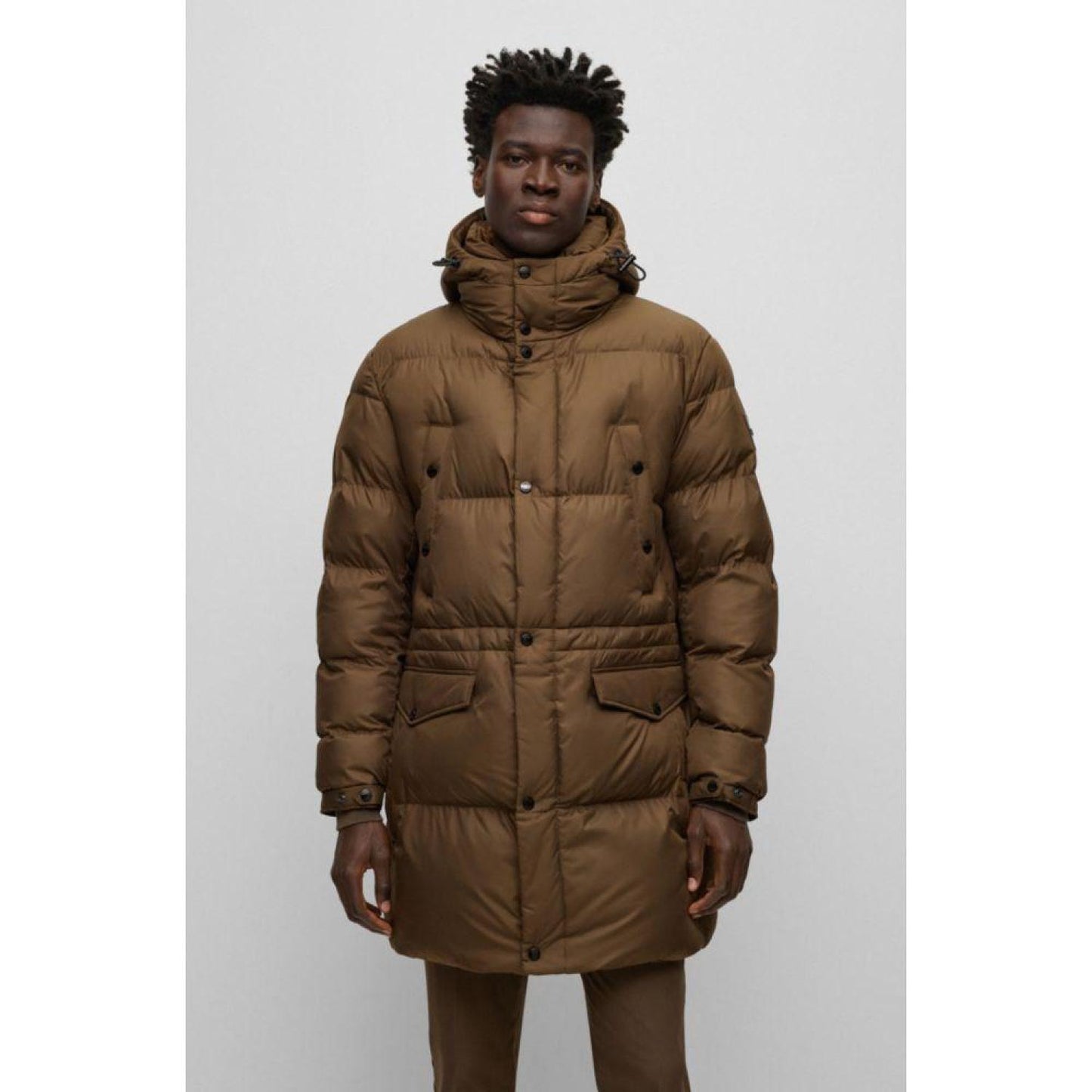 Water-repellent padded jacket with hood