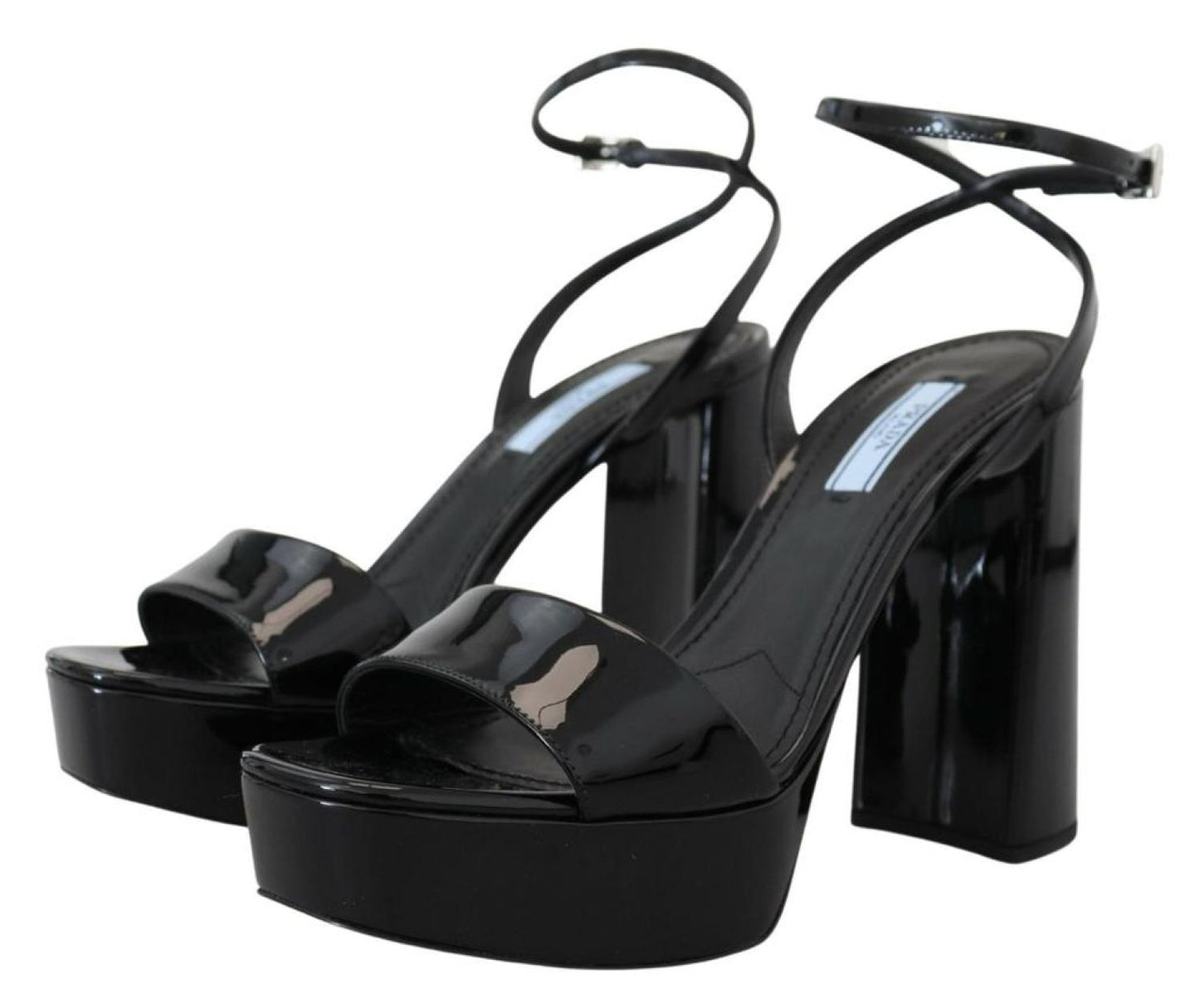 Prada Patent Sandals Ankle Strap Heels Women's Leather