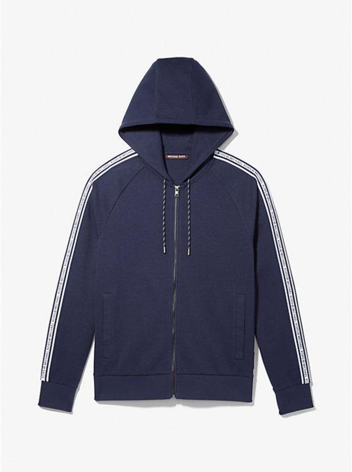 Logo Tape Cotton Blend Zip-Up Hoodie