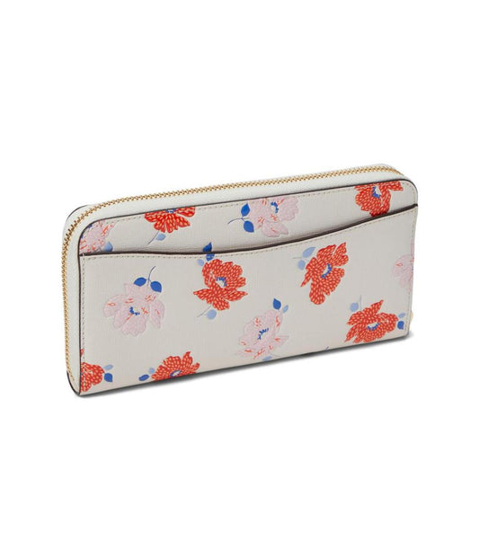 Morgan Dotty Floral Emboss Saffiano Leather Zip Around Continental Wallet