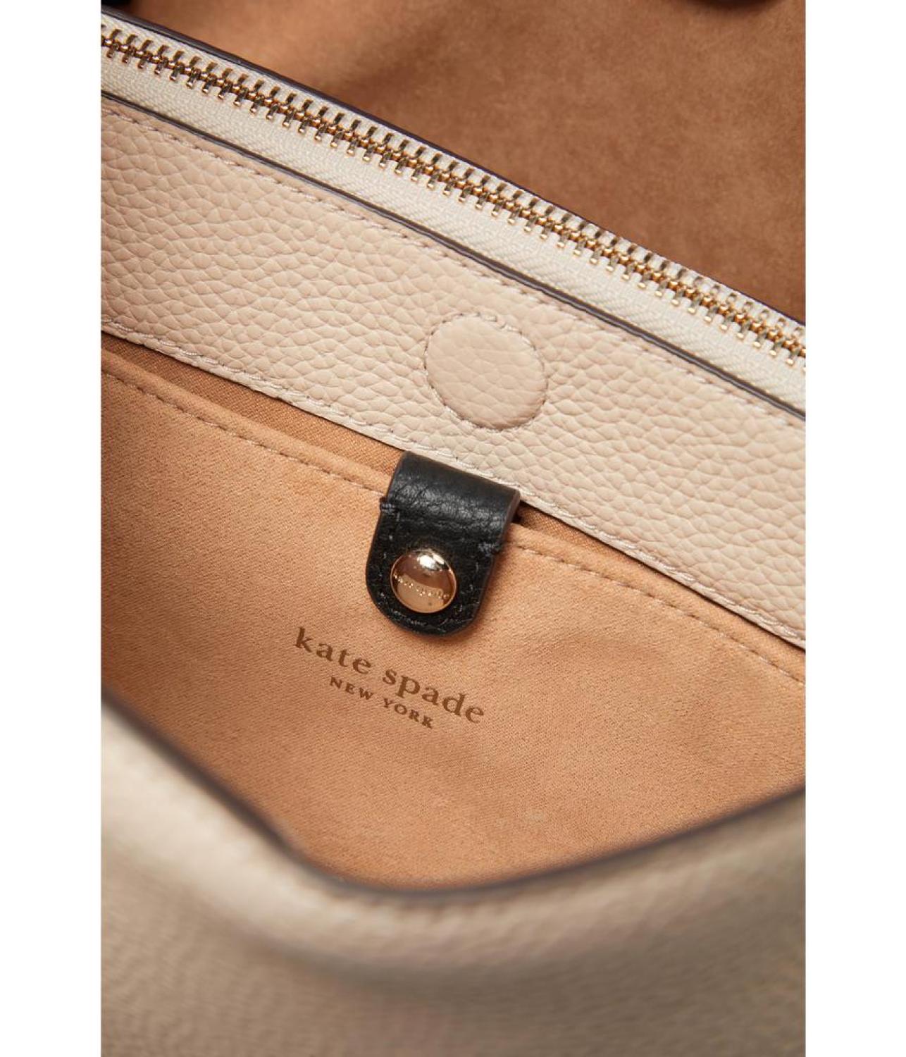 Knott Color-Blocked Pebbled Leather Medium Crossbody Tote