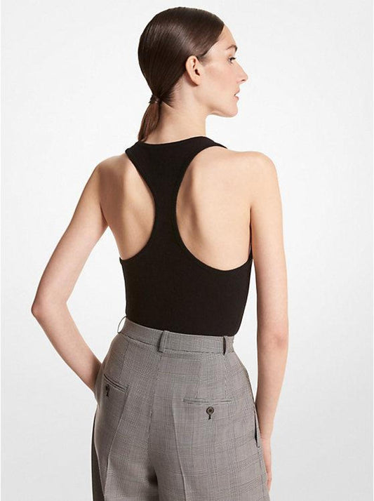 Stretch Cashmere Scoop-Neck Bodysuit