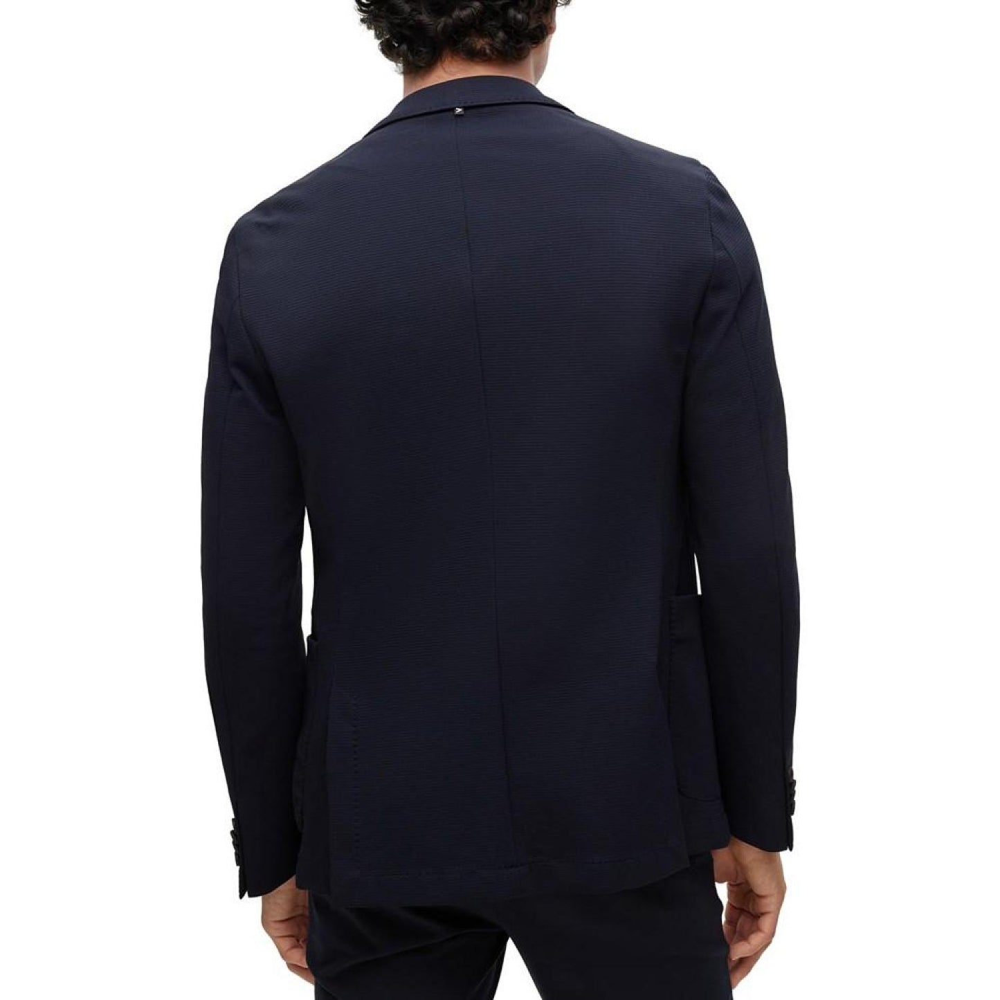 Men's Slim-Fit Jacket in Micro-Patterned Performance-Stretch Jersey