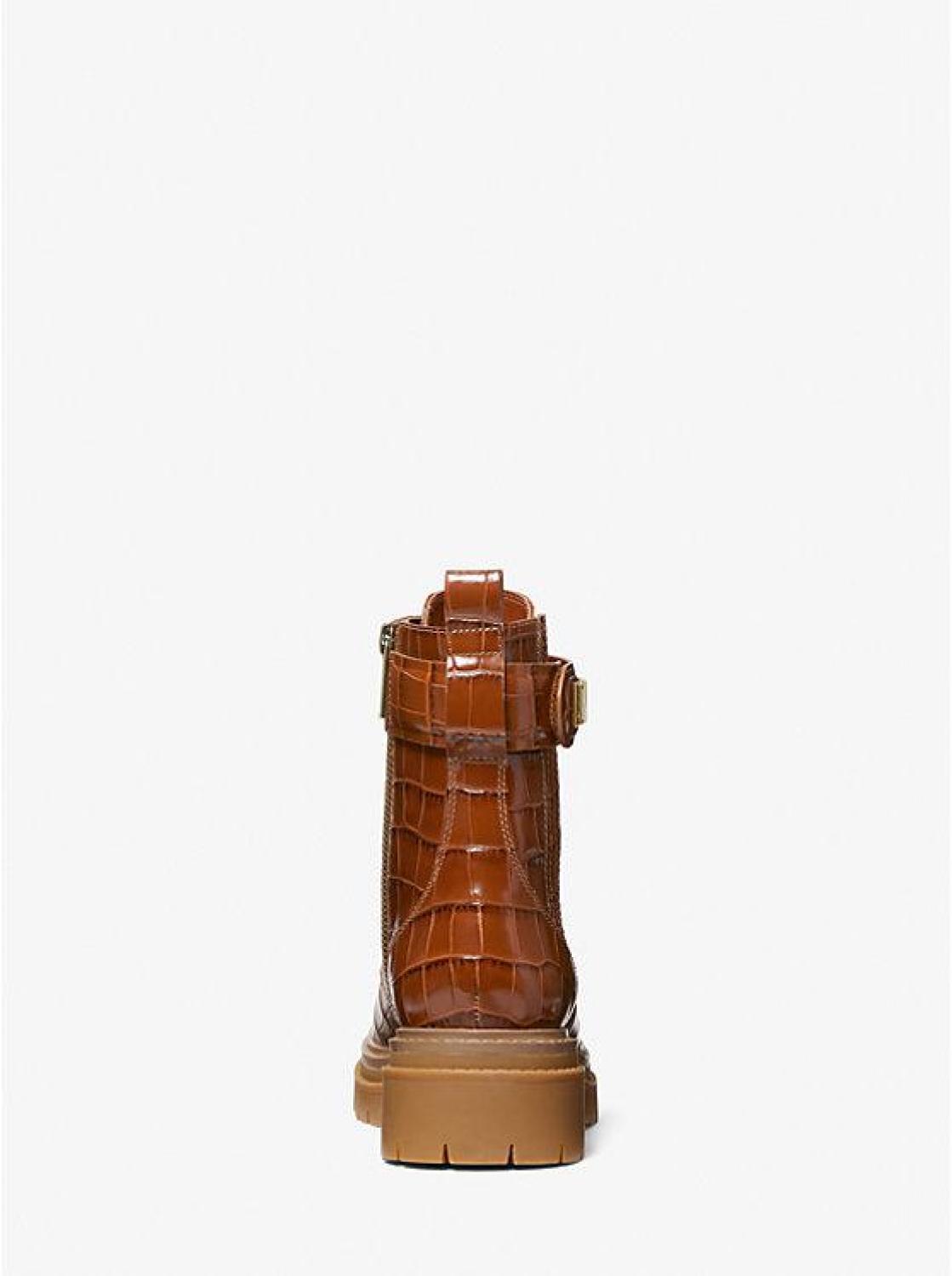 Stark Crocodile Embossed Leather Combat Boot