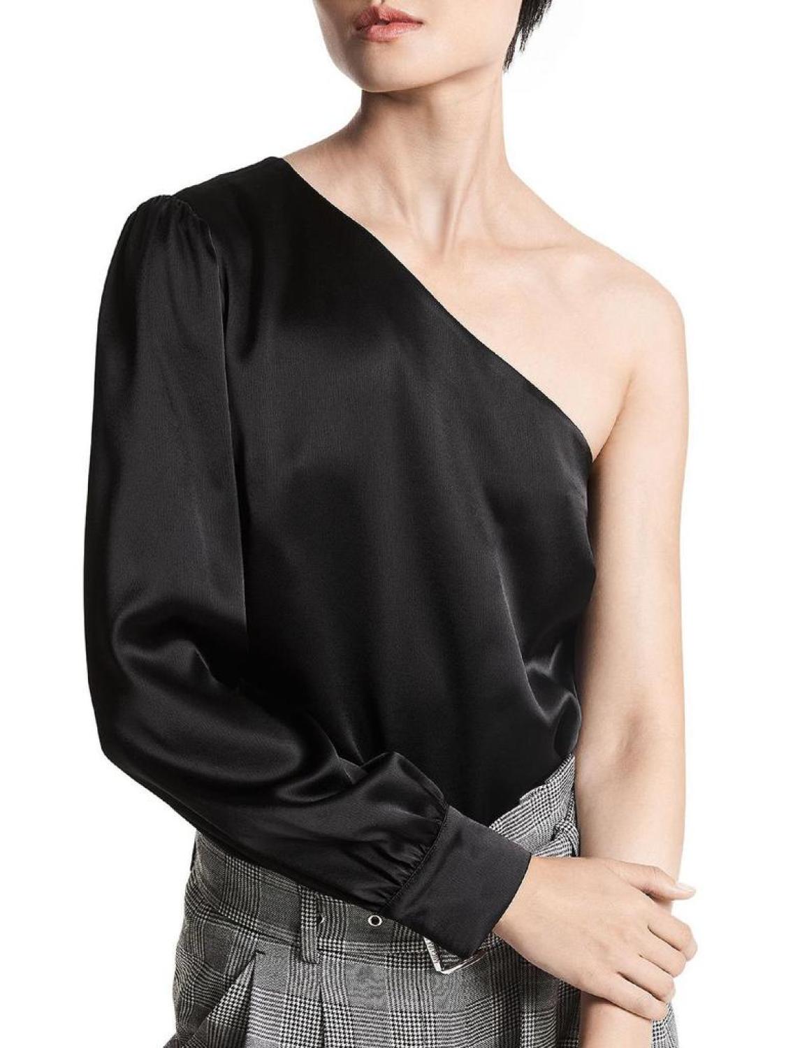 Womens Satin One Shoulder Blouse