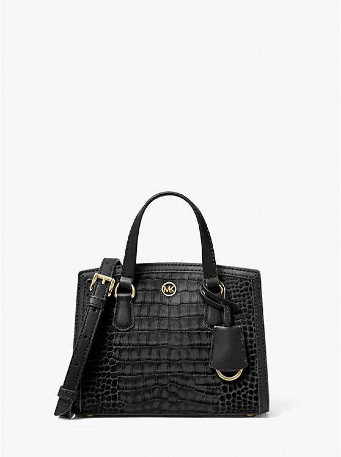 Chantal Extra-Small Crocodile Embossed Leather Messenger Bag