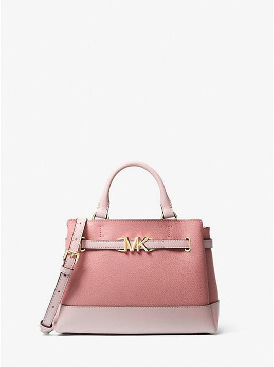 Reed Small Two-Tone Pebbled Leather Belted Satchel