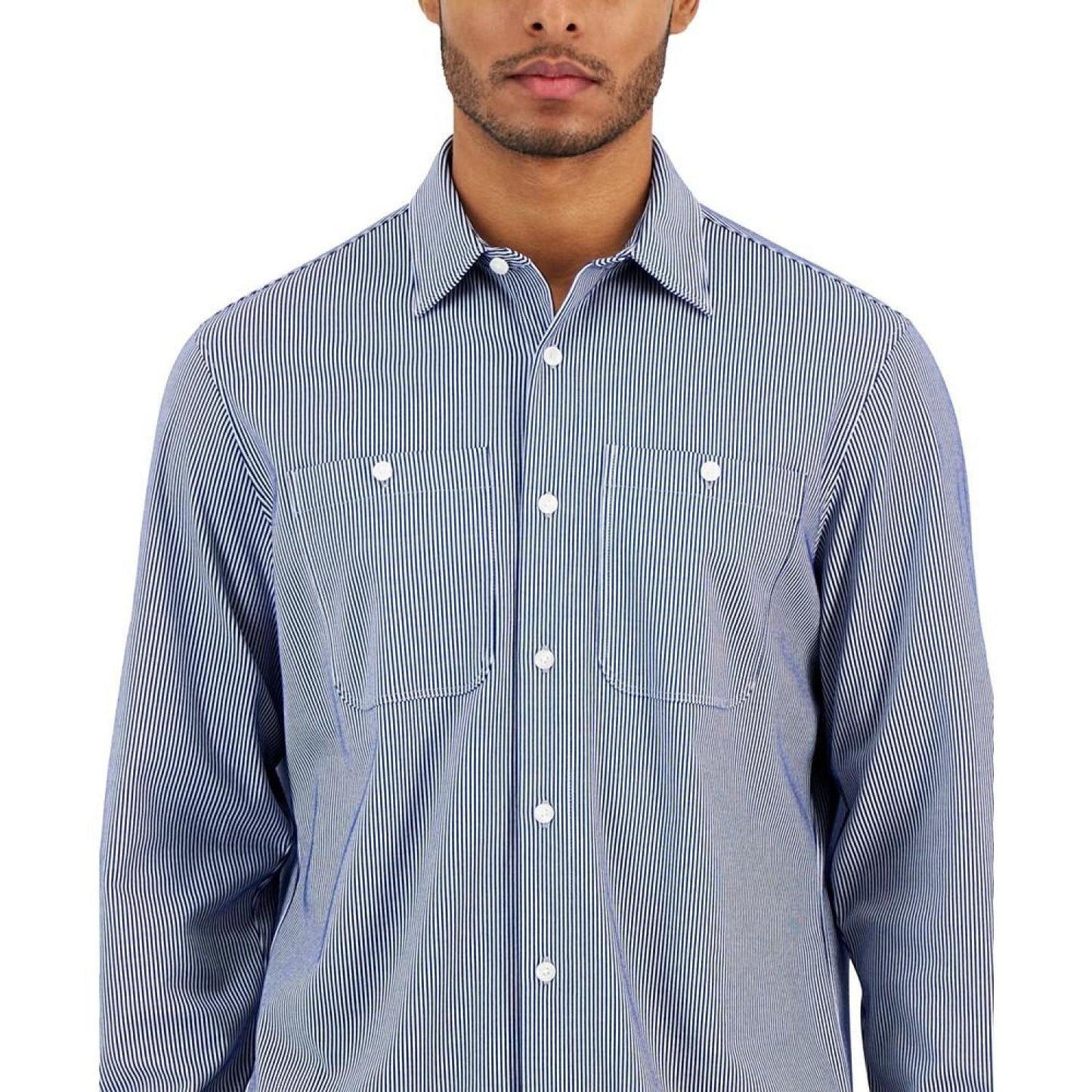 Men's Slim-Fit Stretch Stripe Button-Down Shirt