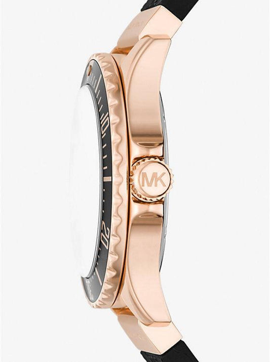 Oversized Slim Everest Pavé Rose-Gold Tone and Embossed Silicone Watch
