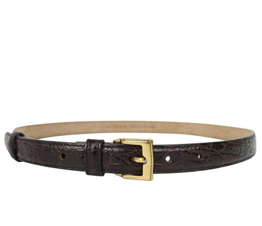 Gucci Women's Buckle Skinny Crocodile Belt