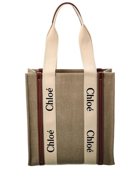 Chloé Woody N/S Canvas & Leather Tote